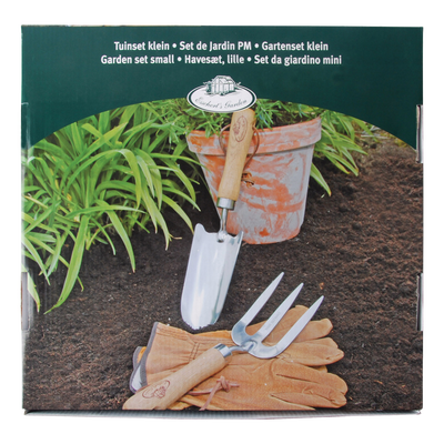 Kit Jardin Guantes Cuero y Herramientas Jardin Acero Inox
